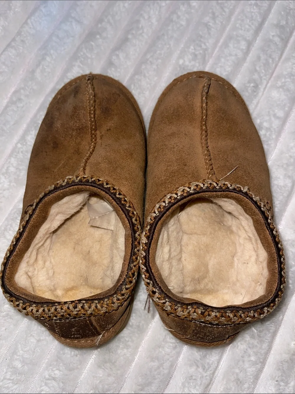 UGG Tasman Chestnut Brown Suede Cozy Slip-On Clogs | Size 12 Kids